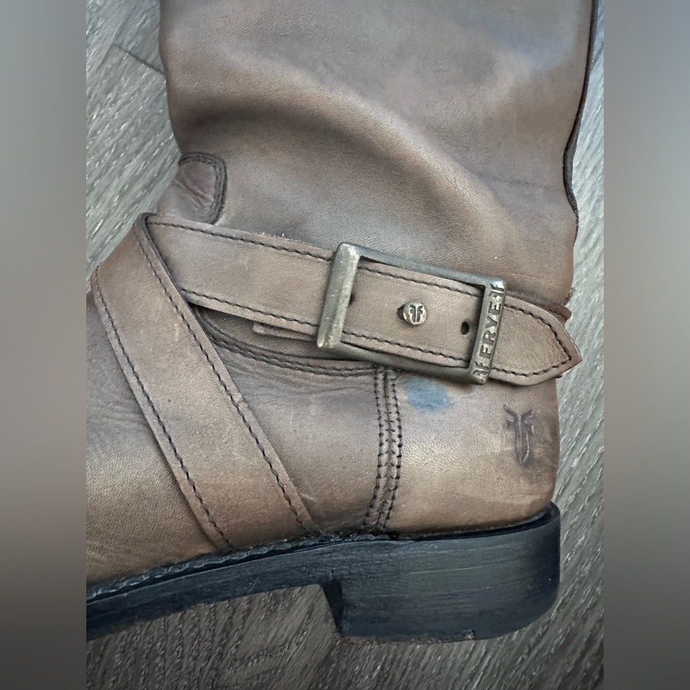 Frye Harness Tall Boots Brown Distressed Leather Women’s 8.5 - Picture 15 of 16